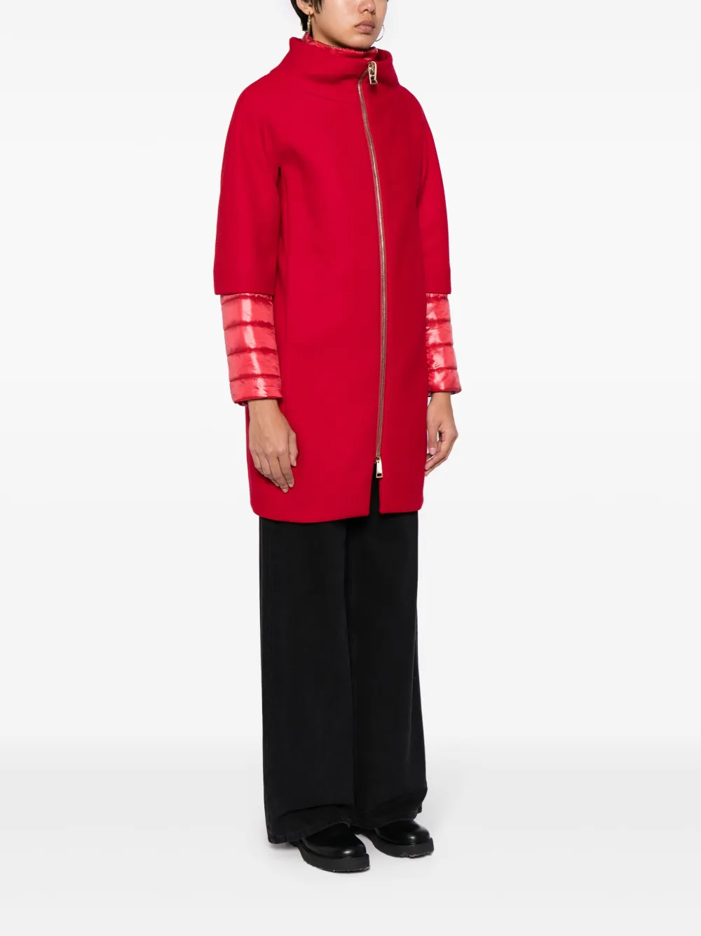 Herno Detachable-panel Coat In Red