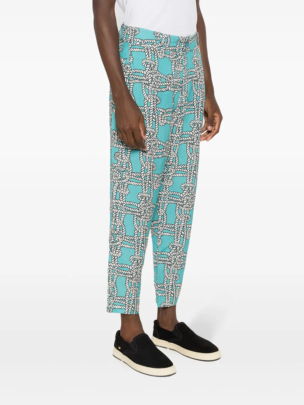 Amir Slama Graphic-print Cropped Trousers In Blue