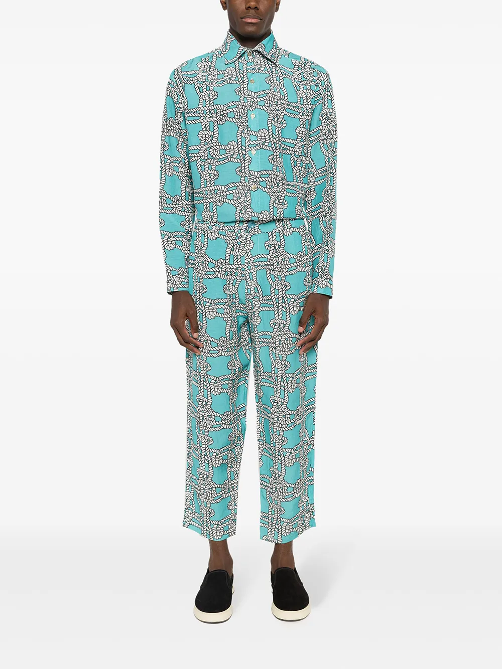 Amir Slama Graphic-print Cropped Trousers In Blue