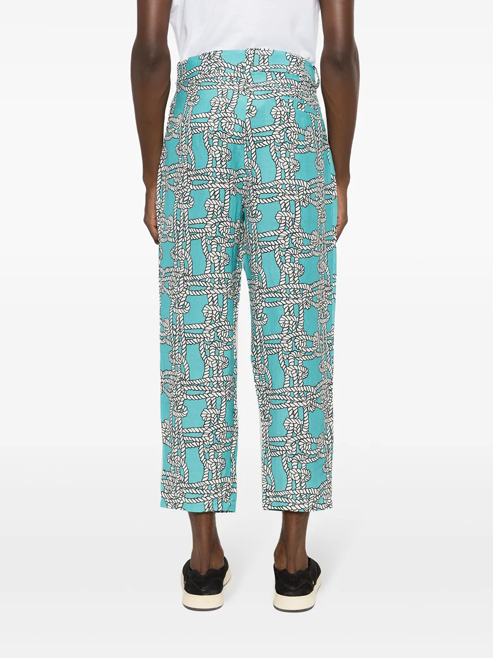 Amir Slama Graphic-print Cropped Trousers In Blue