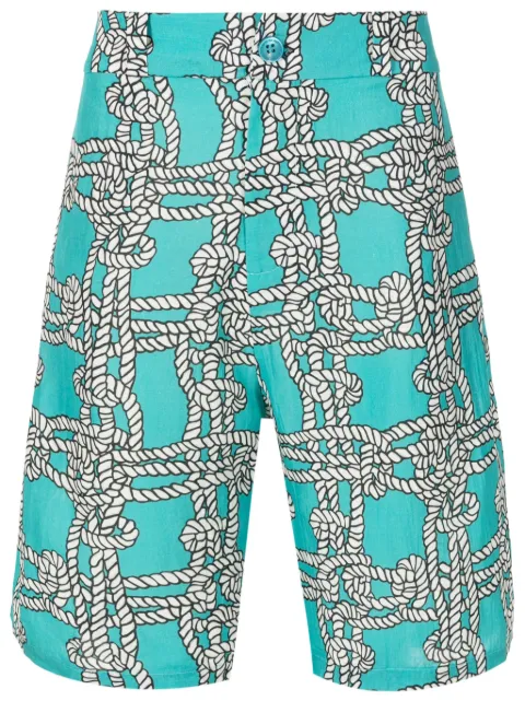 Amir Slama knot-print linen-blend shorts