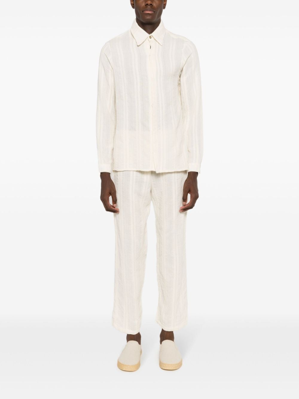 Shop Amir Slama X Mahaslama Striped Jacquard Cotton Shirt In Neutrals
