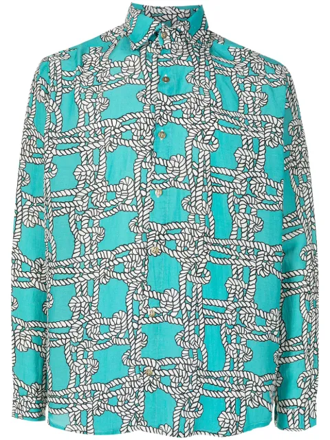 Amir Slama knot-print linen-blend shirt