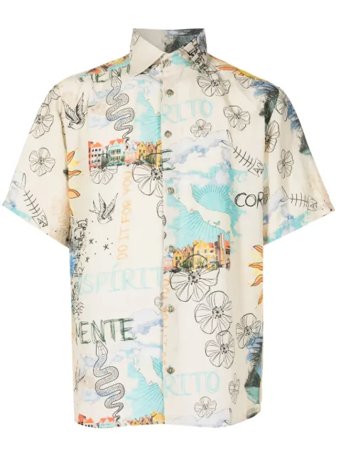 Amir Slama camisa con estampado gráfico y botones