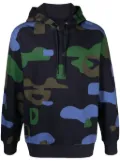 BOSS graphic-print cotton hoodie - Blue