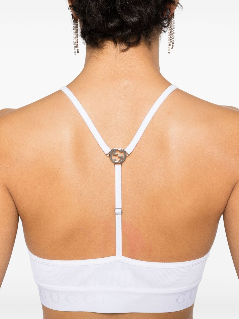 Shop Gucci Interlocking G Ribbed Cropped Top In White