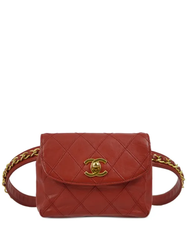 Chanel red belt on sale bag