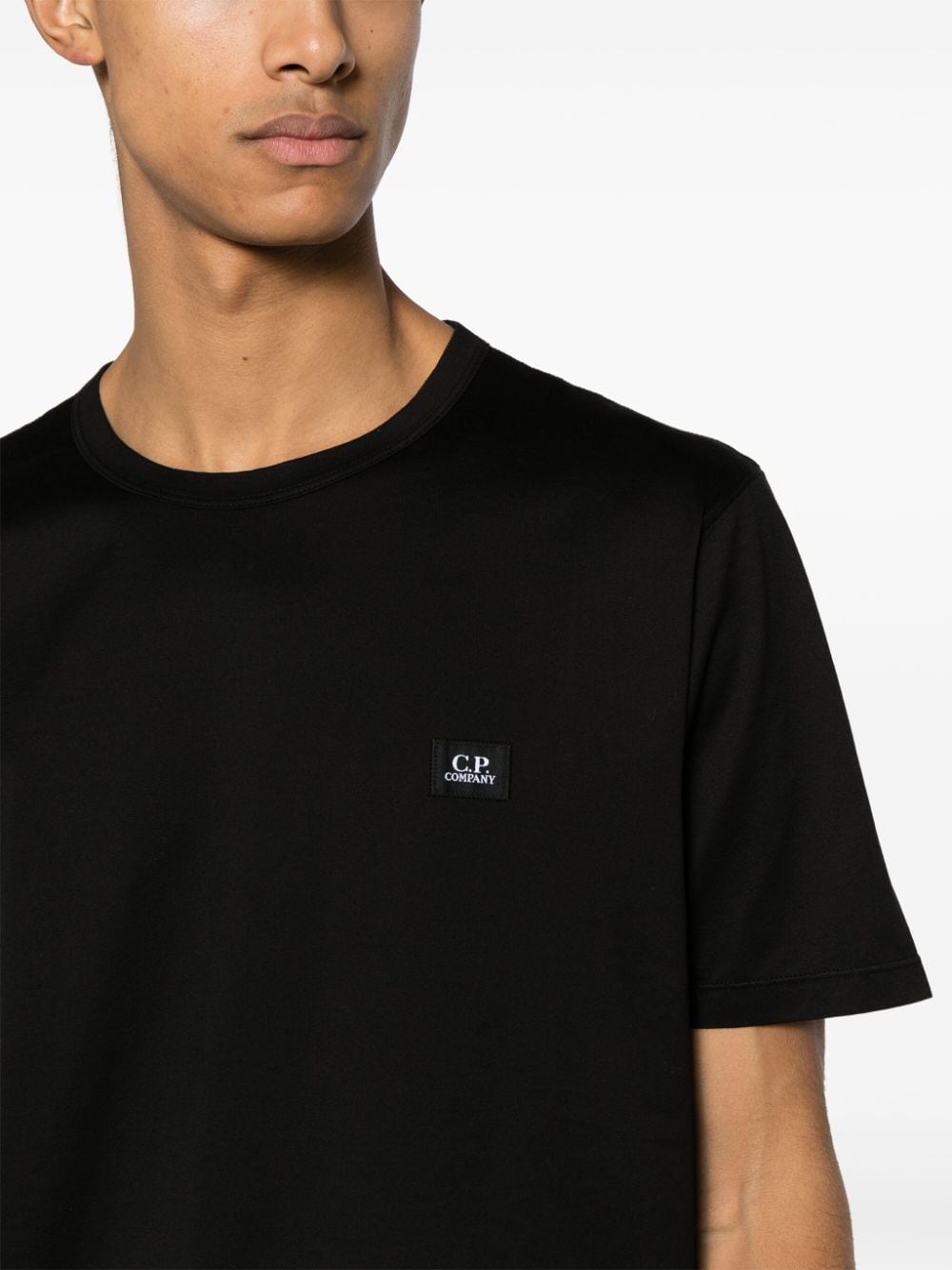 Shop C.p. Company Logo-patch Cotton T-shirt In Black