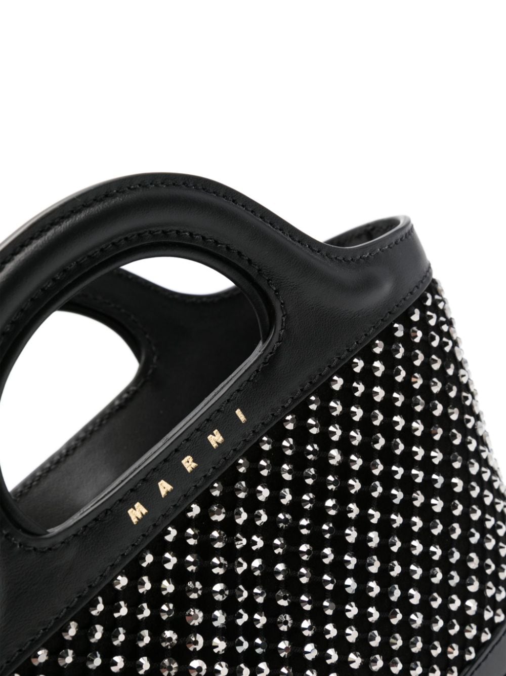 Shop Marni Studded Leather Crossbody Bag In Black