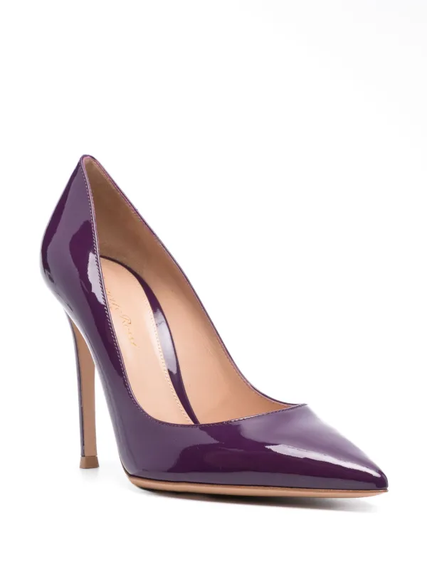 Lavender patent outlet leather pumps