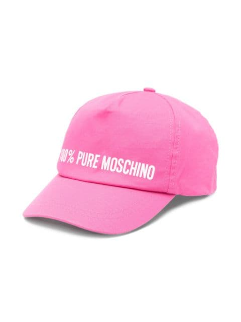 Moschino Kids slogan-print cotton baseball cap