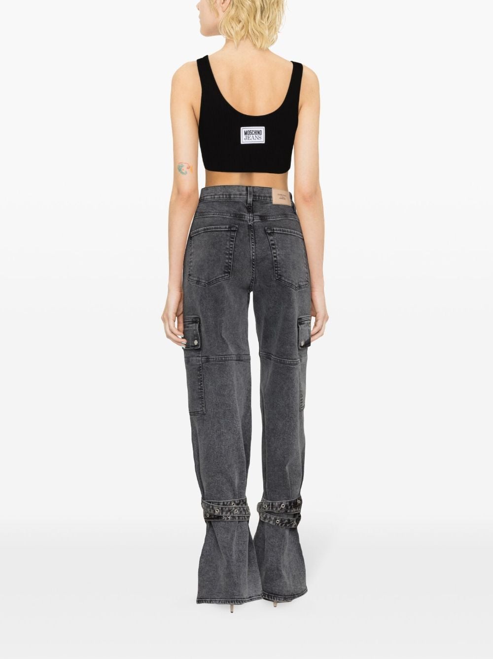 Shop 7 For All Mankind High-rise Wide-leg Cargo Jeans In Grey
