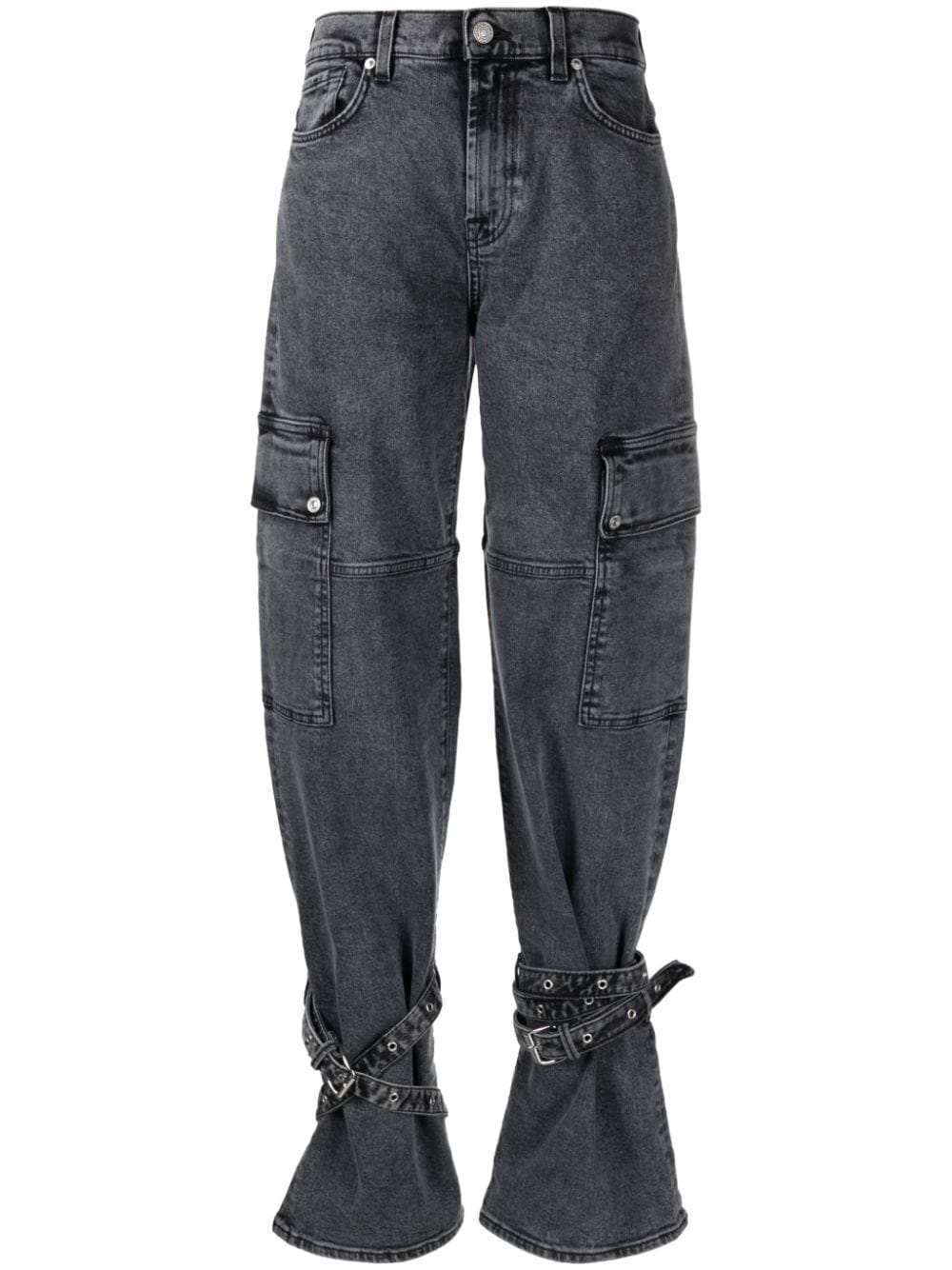 7 For All Mankind High waist cargo jeans met wijde pijpen Grijs