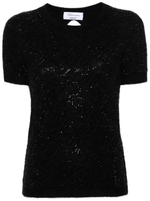 Blumarine crystal-embellished knitted top
