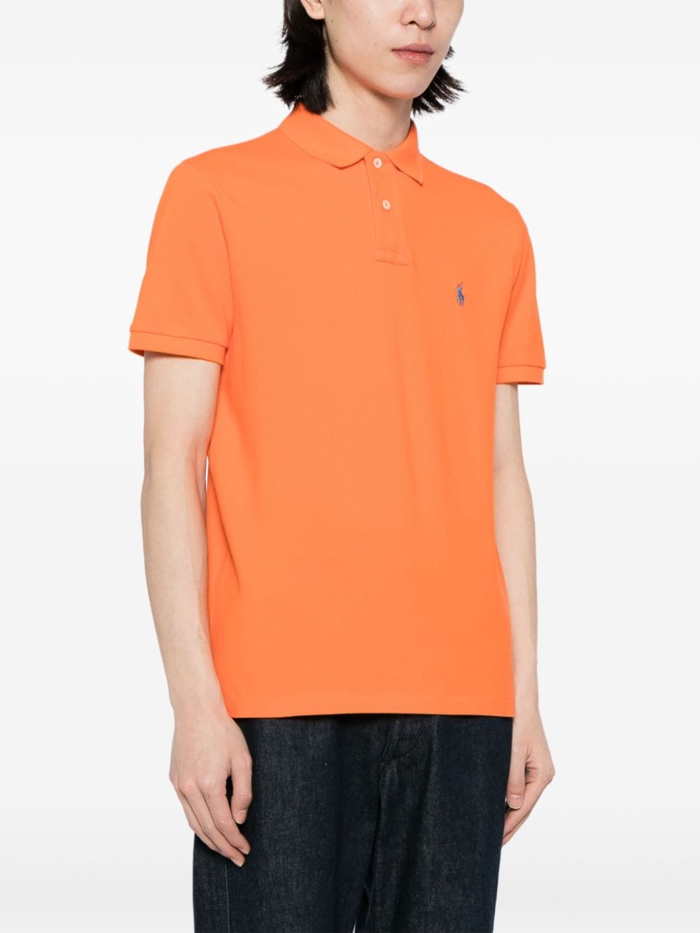 Shop Polo Ralph Lauren Polo Pony-embroidered Cotton Polo Shirt In 橘色