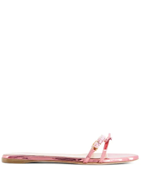 Giambattista Valli crystal-embellished leather slides 