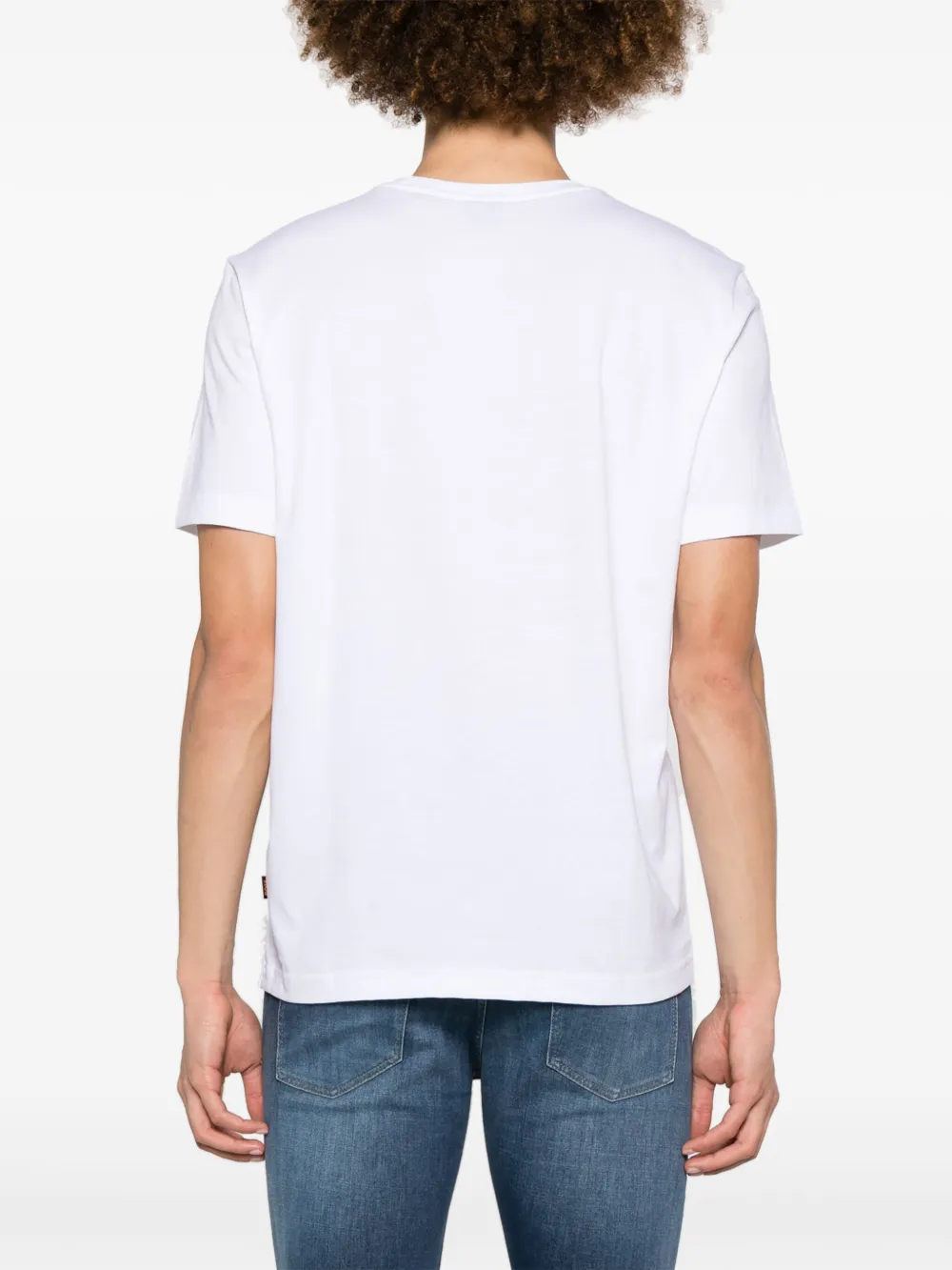 Shop Hugo Boss Appliqué-detail Cotton T-shirt In White