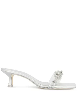 Cult Gaia Lynn Metallic Leather Sandals | Silver | FARFETCH