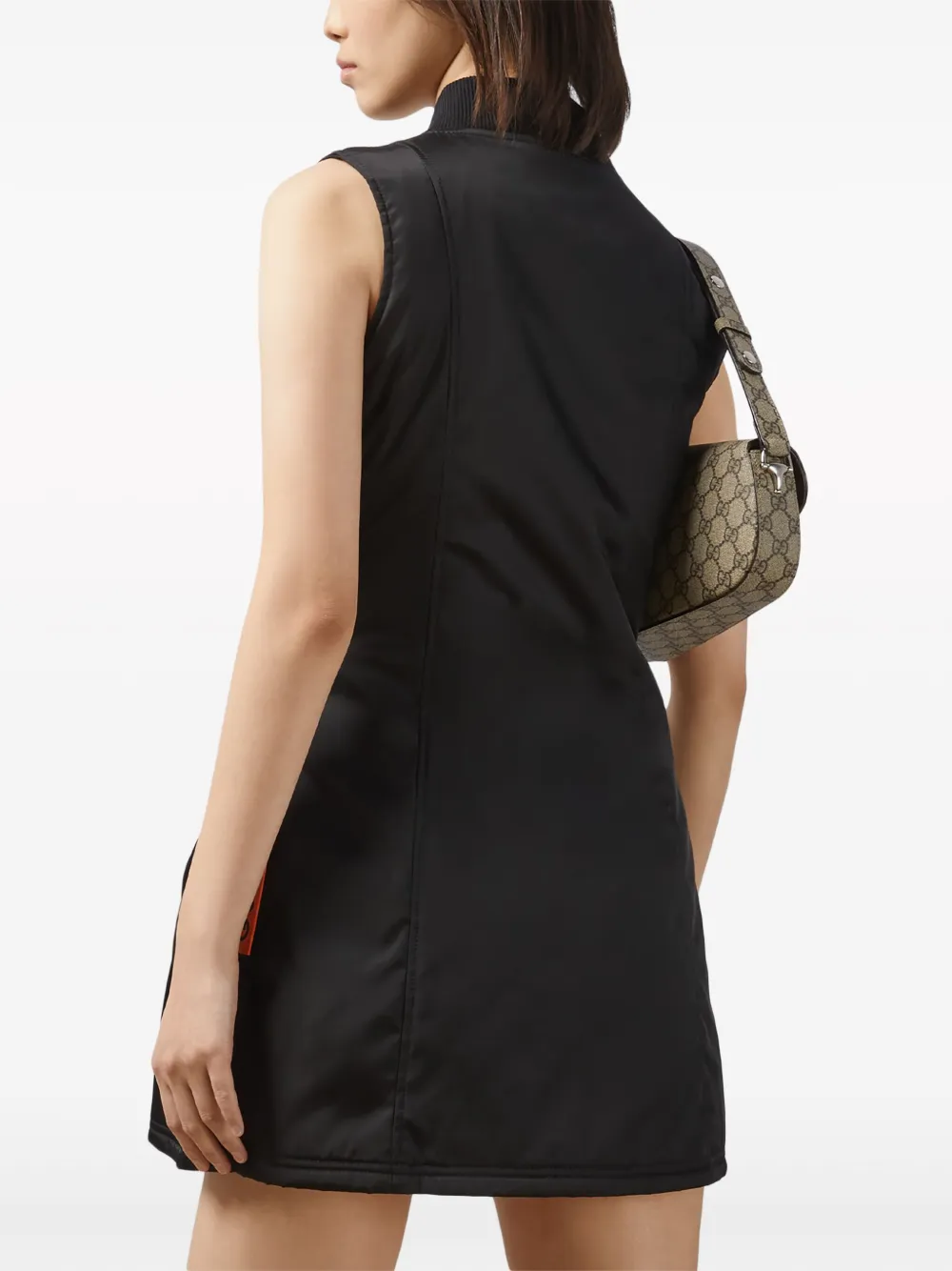 Gucci Mini-jurk met geborduurd logo en rits Zwart