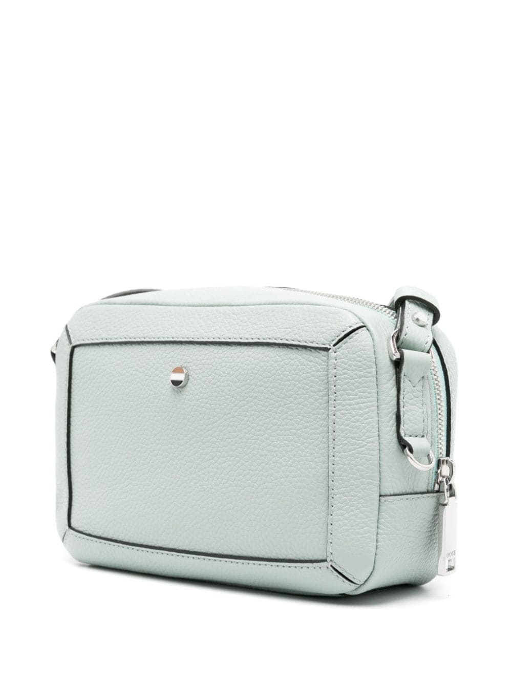 Shop Hugo Boss Grained-leather Crossbody Bag In Green