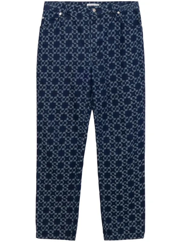 SIMKHAI BLUE コットン デニム Simkhai Judson logo-jacquard straight-leg Jeans | Blue