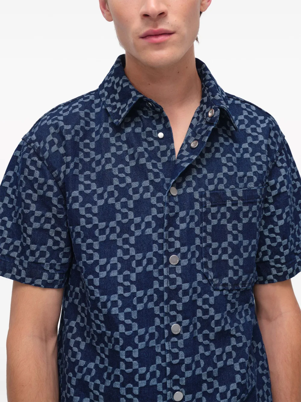 Shop Simkhai Jonas Cotton-jacquard Shirt In Blue