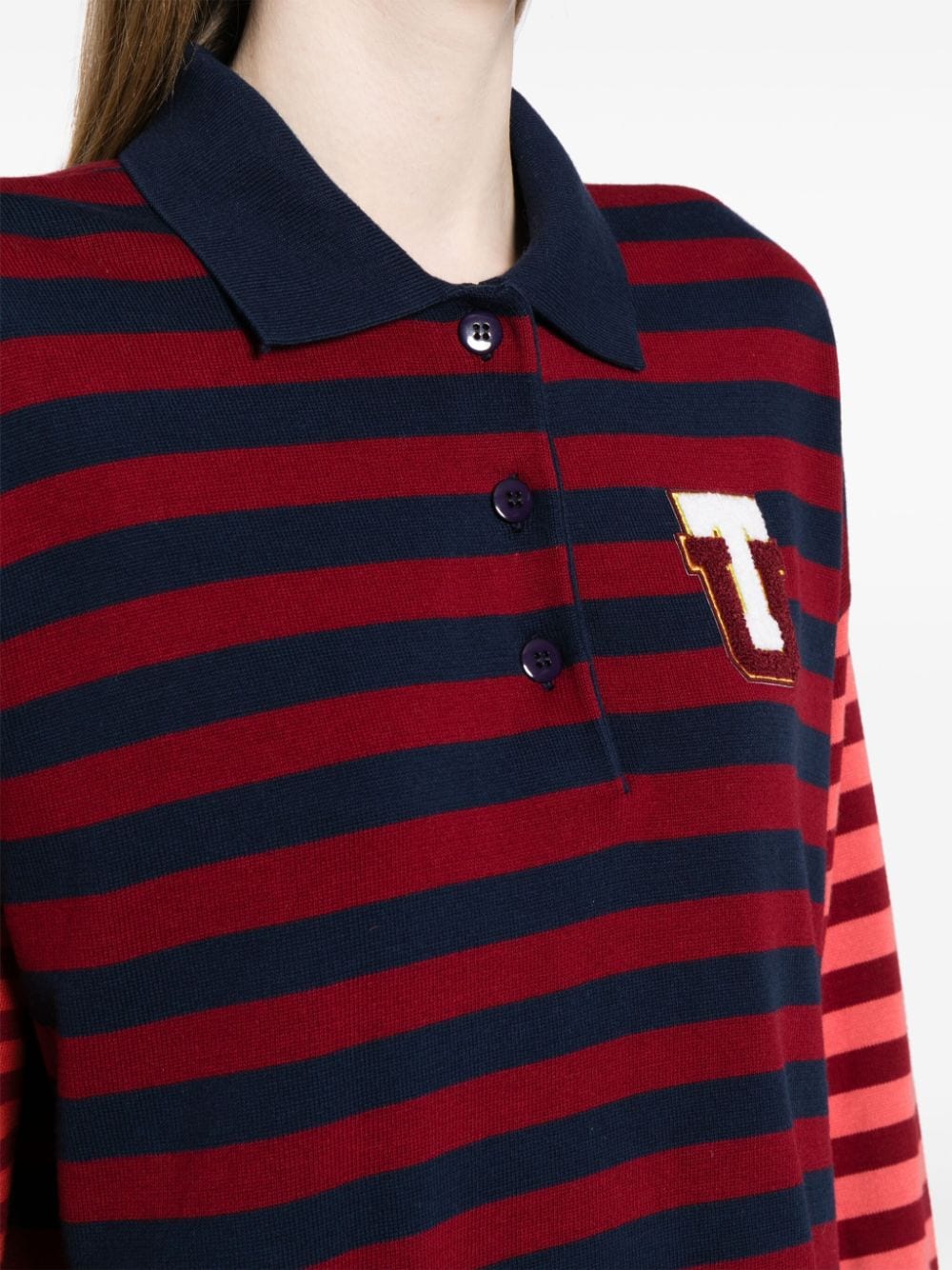 Shop The Upside Logo-appliqué Striped Polo Top In Red
