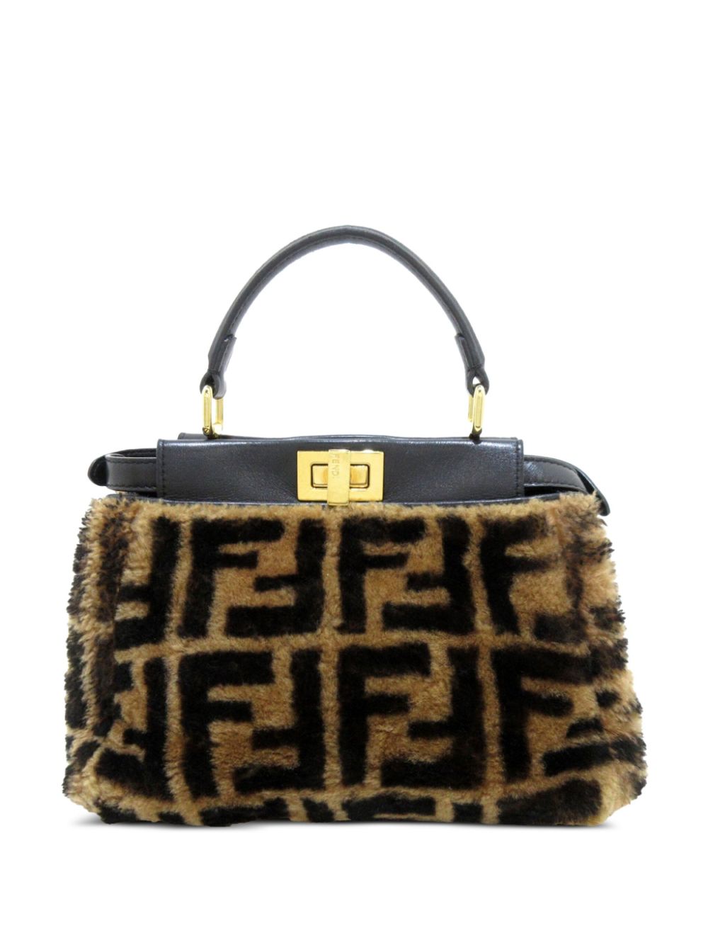 Fendi Pre-Owned 2012-2023 mini Peekaboo shearling handbag - Bruin