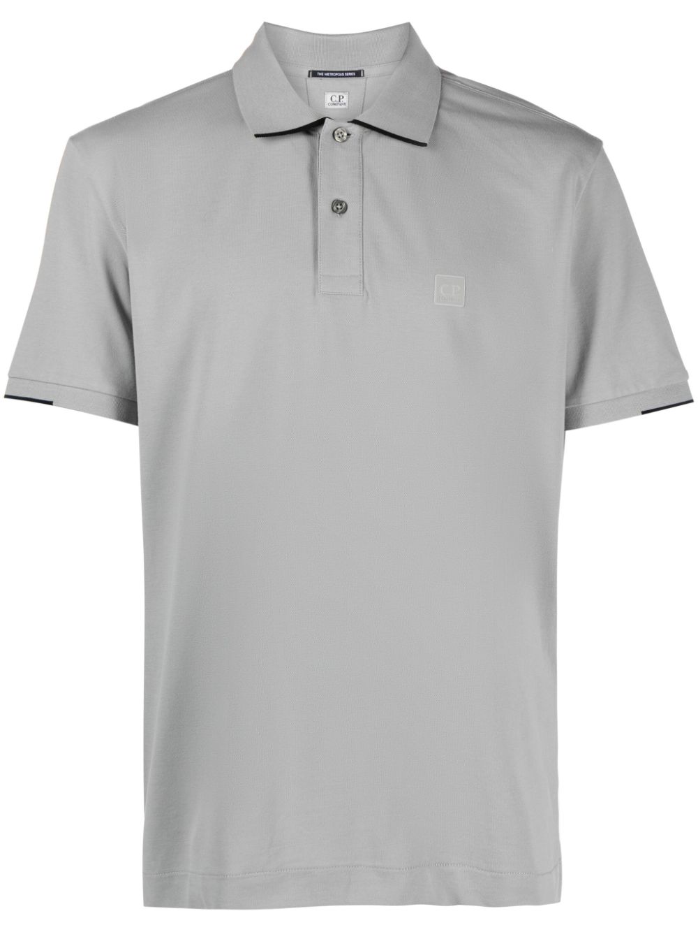 C.p. Company Logo-print Piqué-weave Polo Shirt In Grey