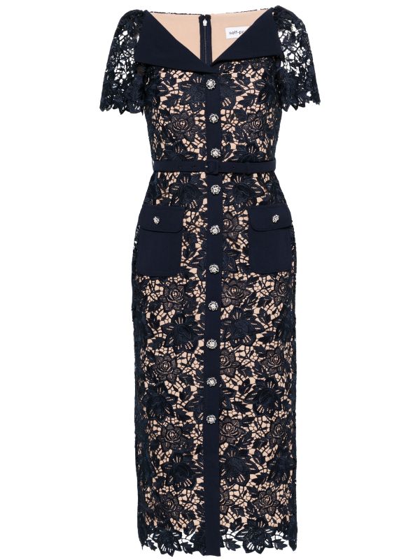 Self Portrait guipure lace Midi Dress Blue FARFETCH PH