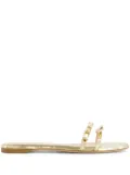 Giambattista Valli crystal-embellished flat leather slides - Gold