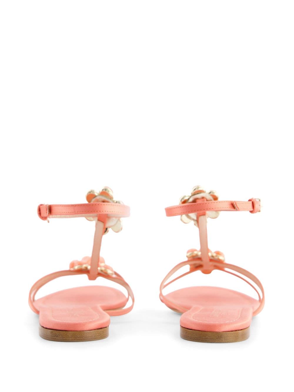 Shop Giambattista Valli Flower-detailing Leather Sandals In Pink