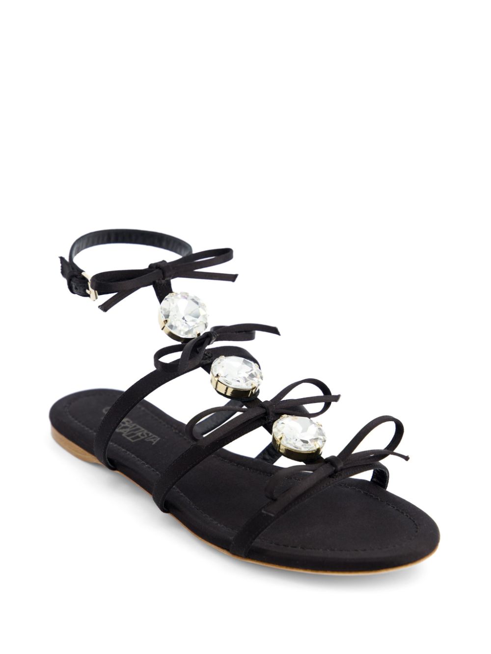 Shop Giambattista Valli Crystal-embellished Leather Sandals In Black
