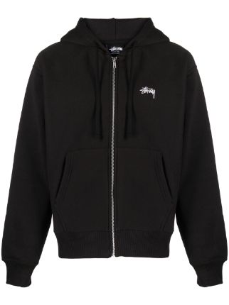 Stussy stock discount logo embroidered hoodie