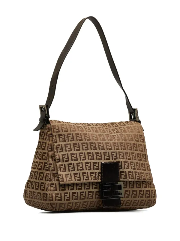 Fendi Pre Owned Zucchino Mamma Baguette Forever Shoulder Bag
