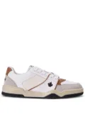 DSQUARED2 Spiker leaf-embroidered leather sneakers - White