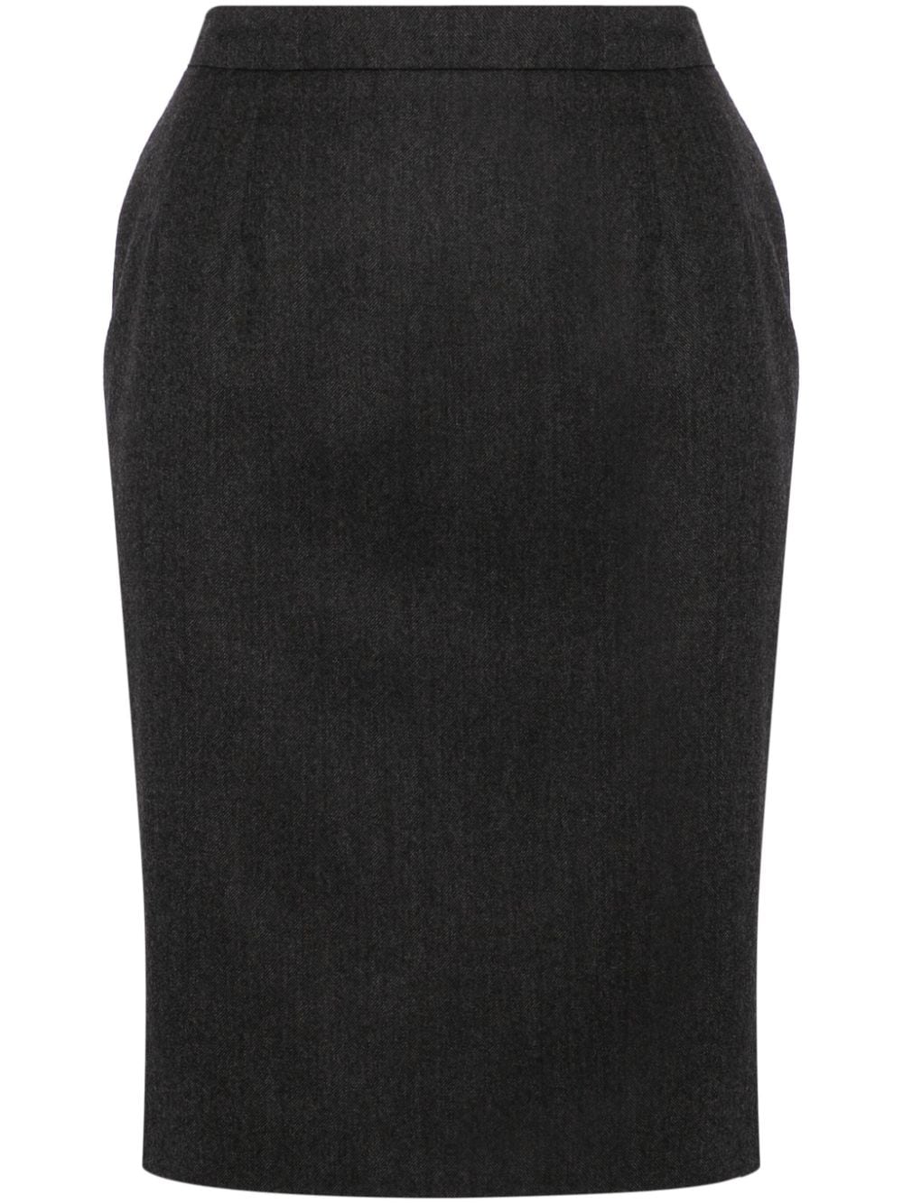 Pre-owned Valentino 1990s Wool Pencil Skirt In 灰色