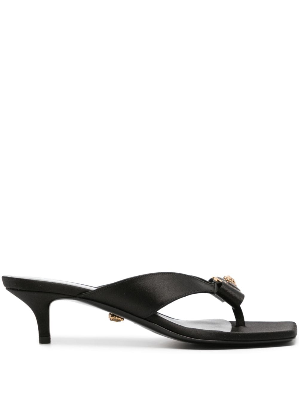 Shop Versace Gianni Ribbon Bow-embellished Mules In Black