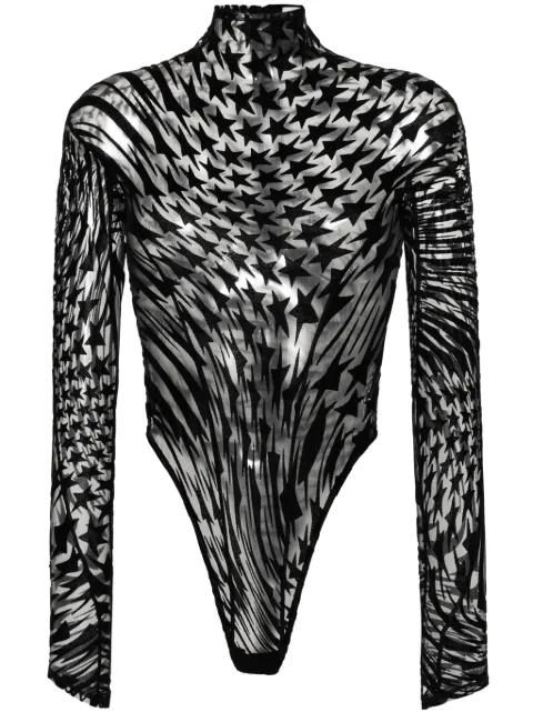 Mugler star-print mesh bodysuit