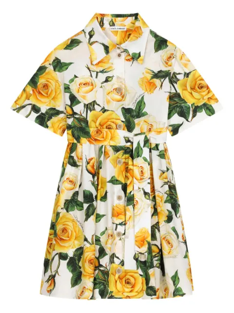 Dolce & Gabbana Kids floral-print cotton shirtdress 