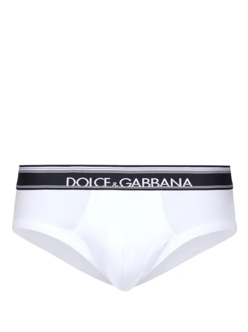Slip en coton à taille à logo - Dolce & Gabbana - Modalova