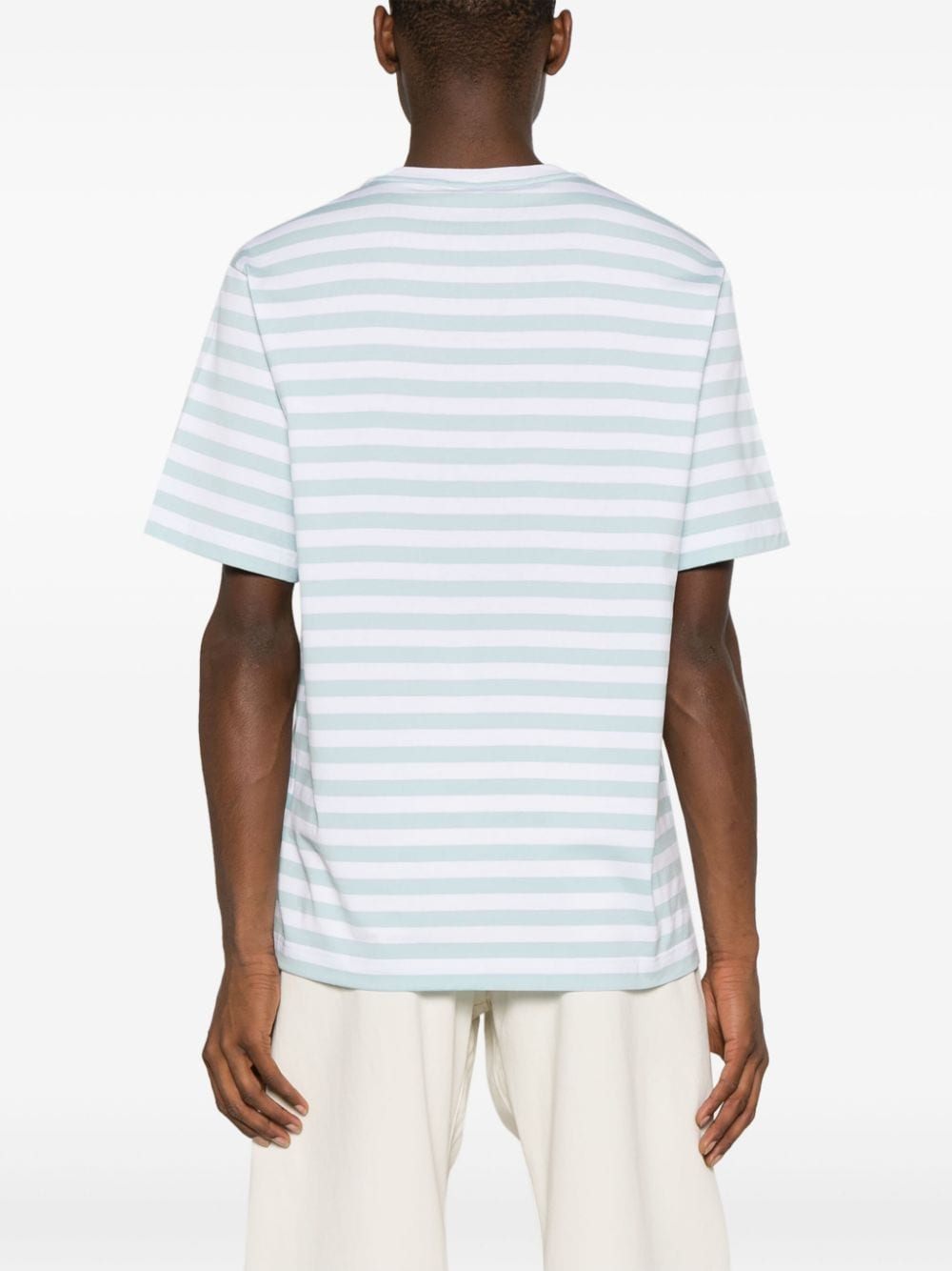 Shop Versace Nautical Stripe Cotton T-shirt In Blue
