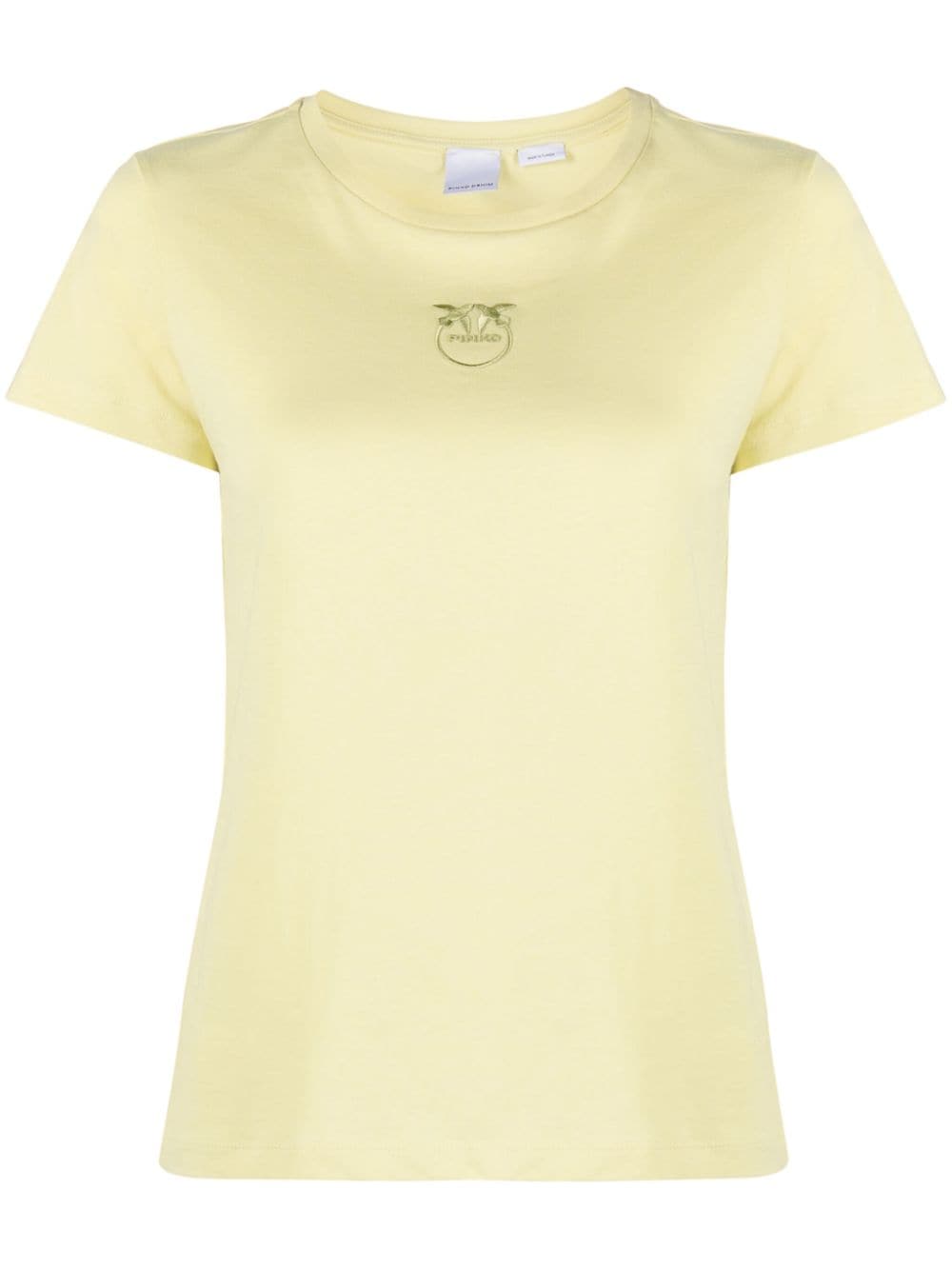 Shop Pinko Love Birds-embroidered Cotton T-shirt In Gelb