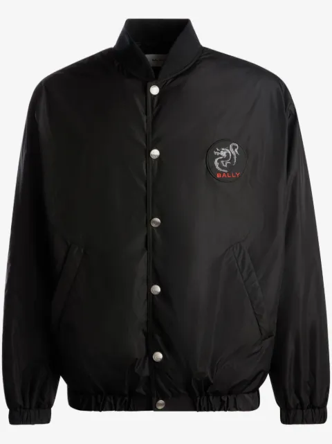 Bally logo-appliqué panelled bomber jacket
