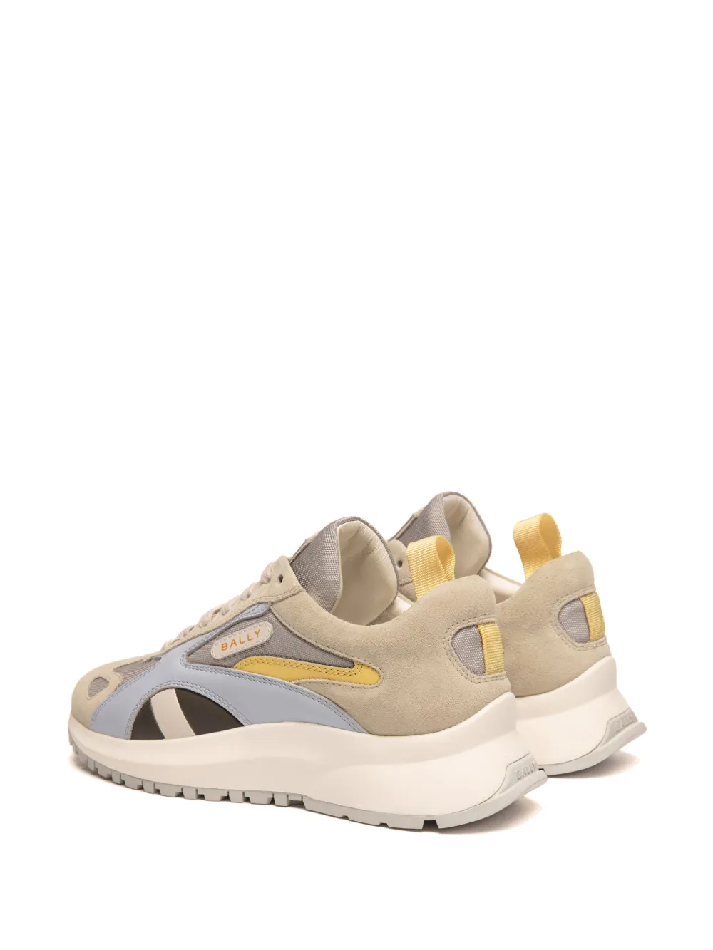  Bally Logo-appliqué Colour-block Suede Sneakers - Neutrals 