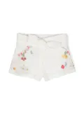 Lapin House floral-print linen shorts - White