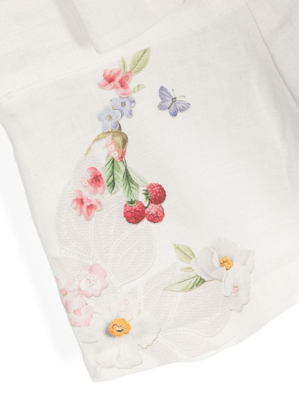 Shop Lapin House Floral-print Linen Shorts In White