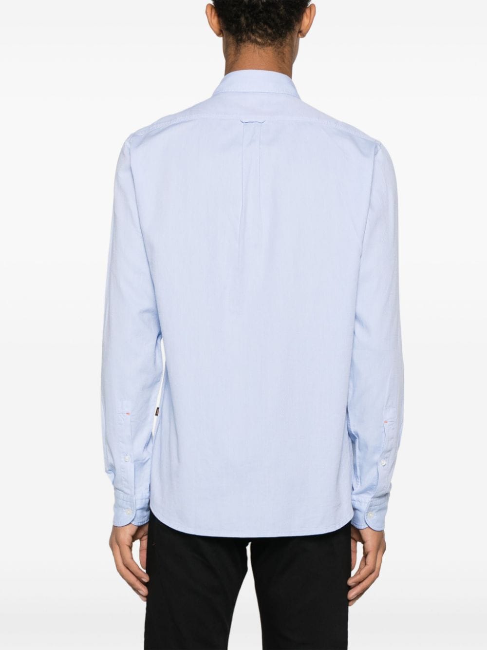 Shop Hugo Boss Pattern-jacquard Cotton Shirt In Blue