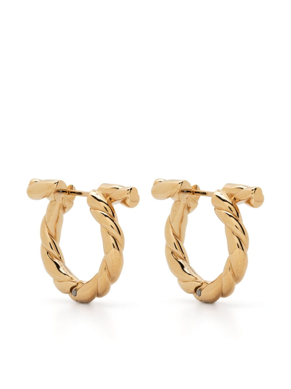 Ferragamo Gancini-plaque Polished-finish Earrings In Gold