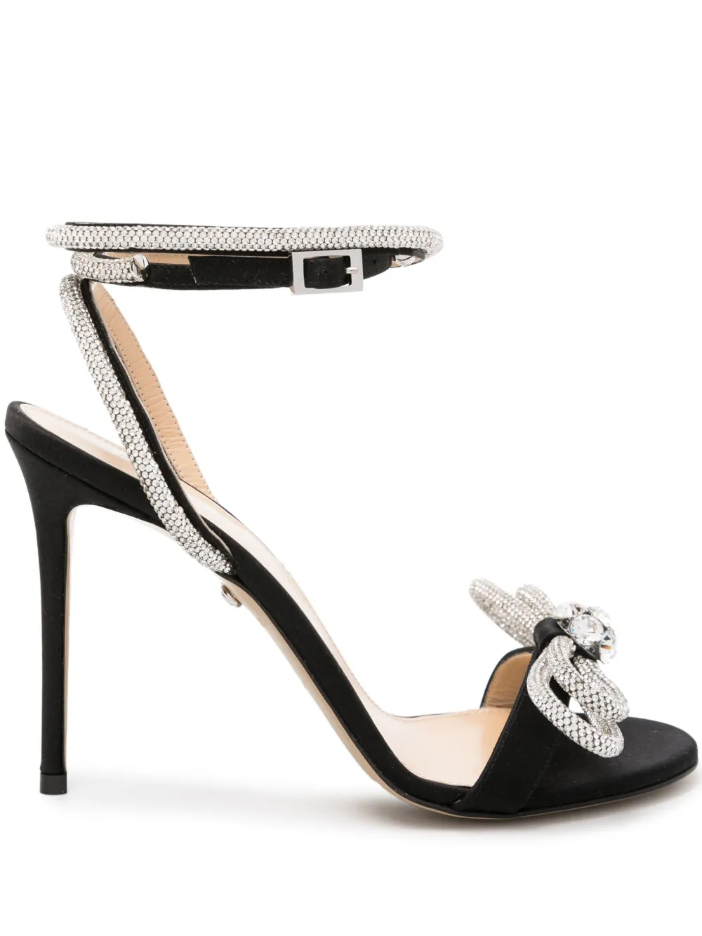 MACH & MACH Double-Bow crystal-embellished sandals Black